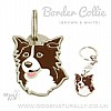Deluxe Border Collie Tag or Keyring (Brown & White)